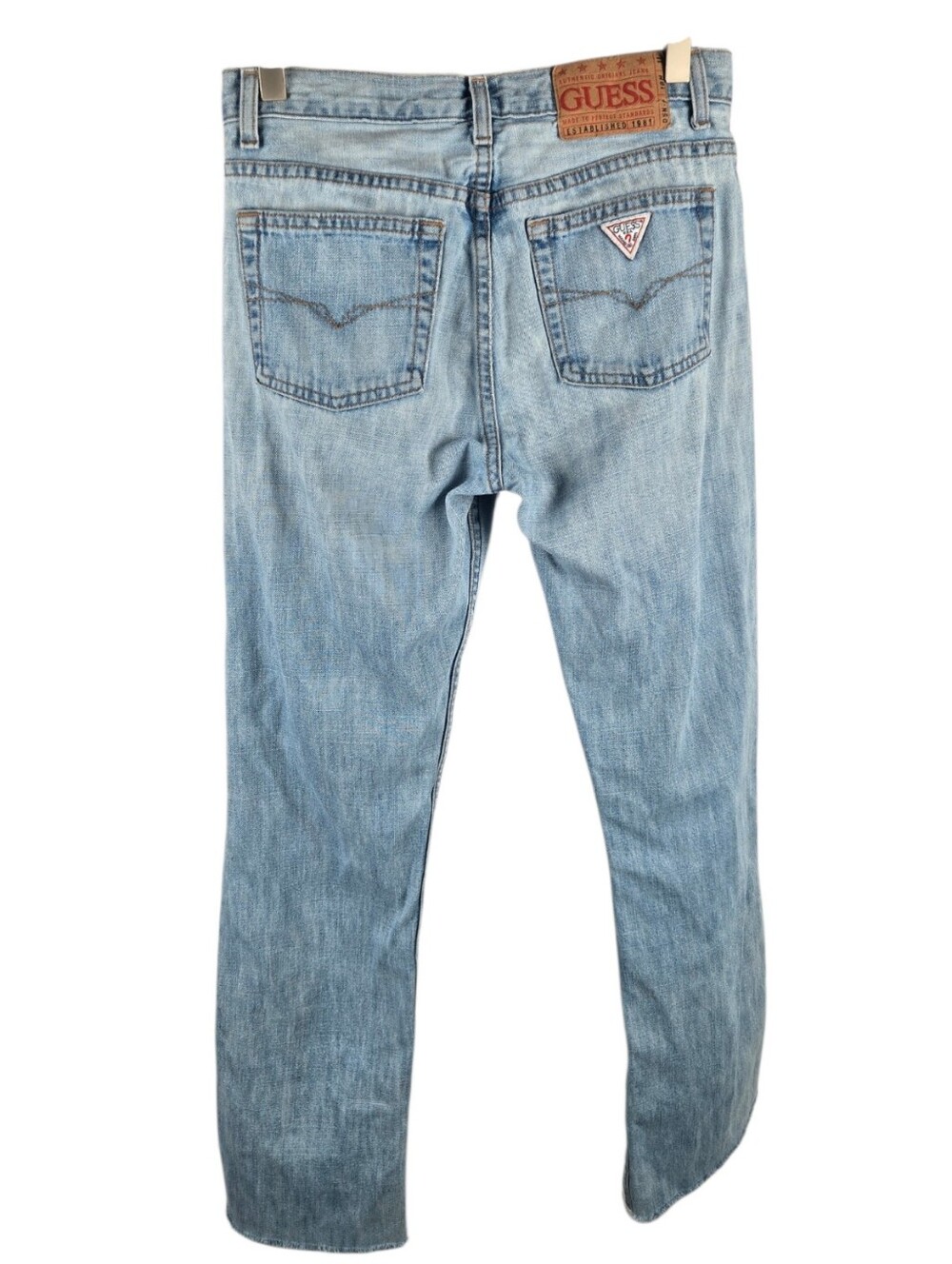 Vintage 90s Guess Red Triangle Straight Leg Jeans Light Wash Size 28
